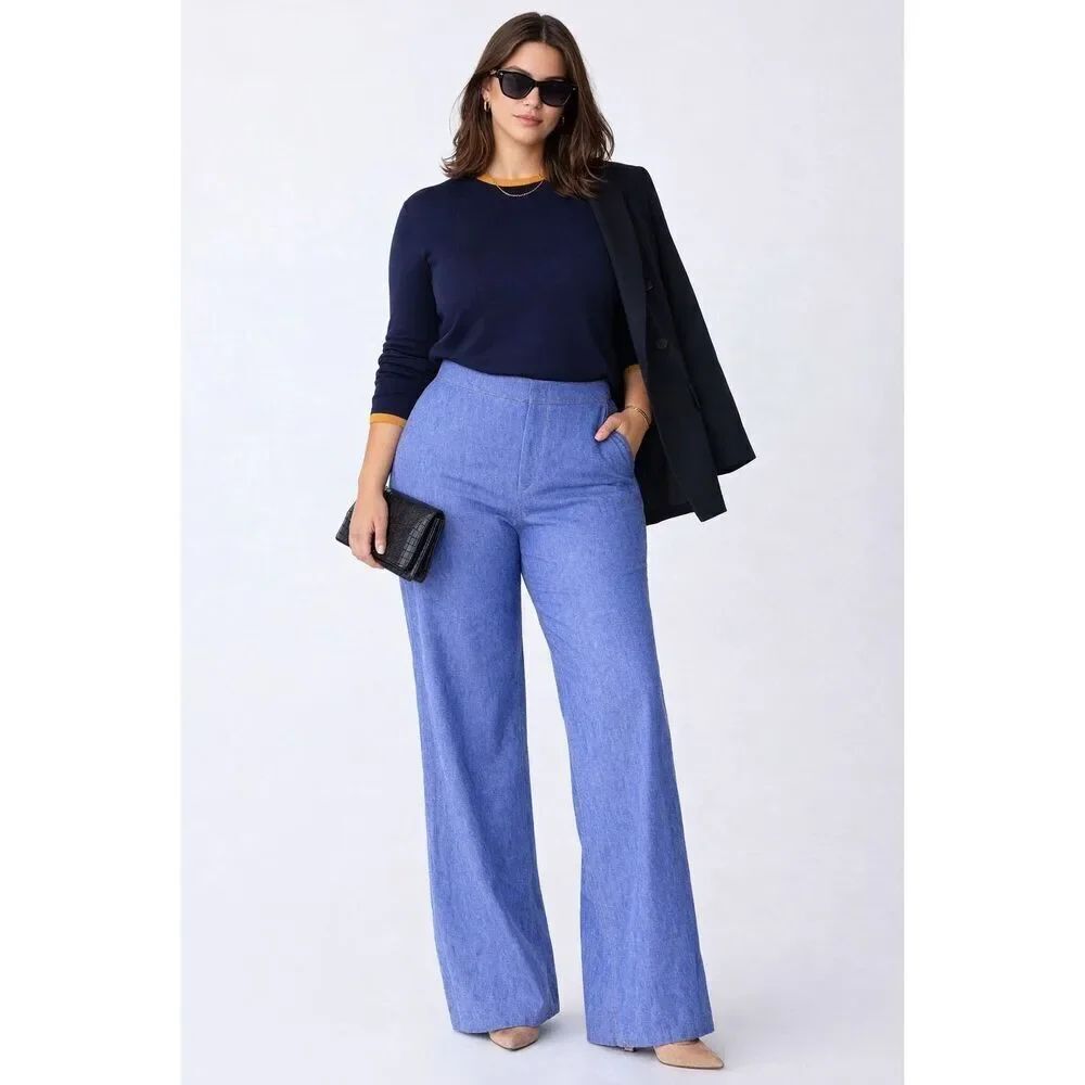 NWT CALLAS Milano Jane Wide-Leg Stretch Twill Jeans, Sz 14/16 $460 E36